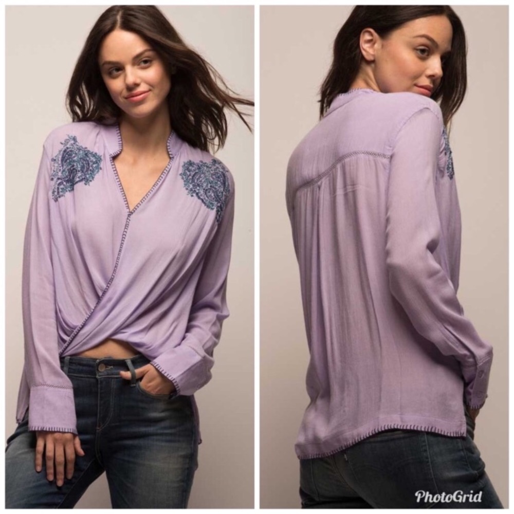 Jacks Girlfriend Embroidered BoHo Blouse